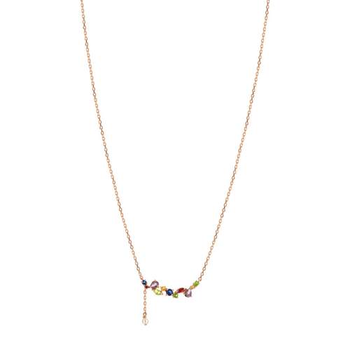 Collier plaqué or rose pierres imitation perle