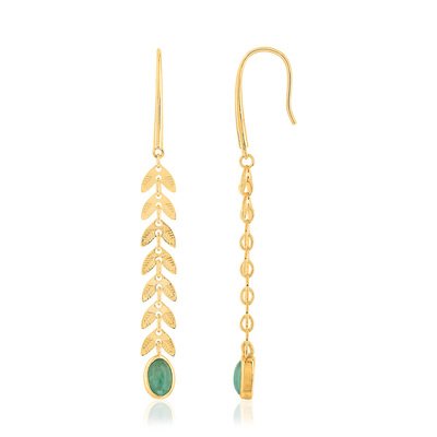 Boucles d'oreilles plaqué or aventurines - vue V1