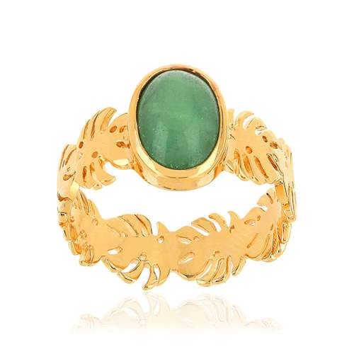 Bague plaqué or aventurine