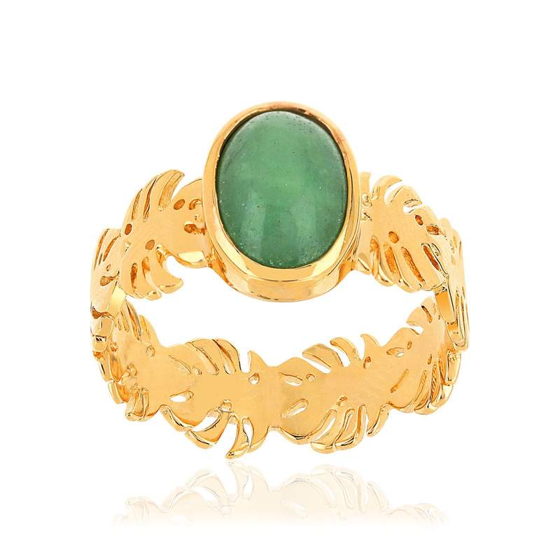 Bague plaqué or aventurine - vue 1