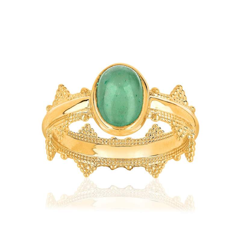 Bague plaqué or aventurine - vue 1