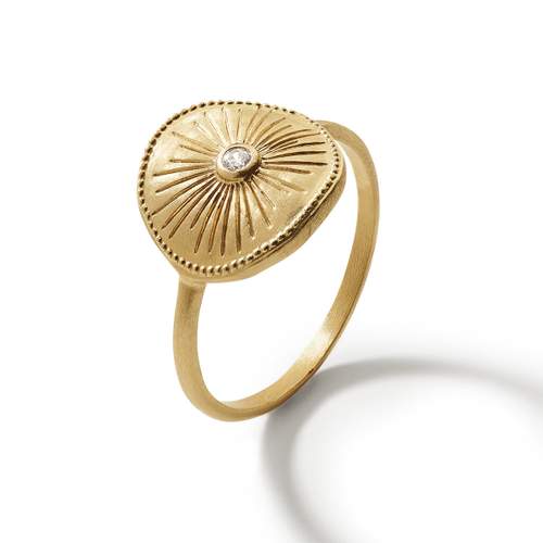 Mat gold-plated zirconia ring