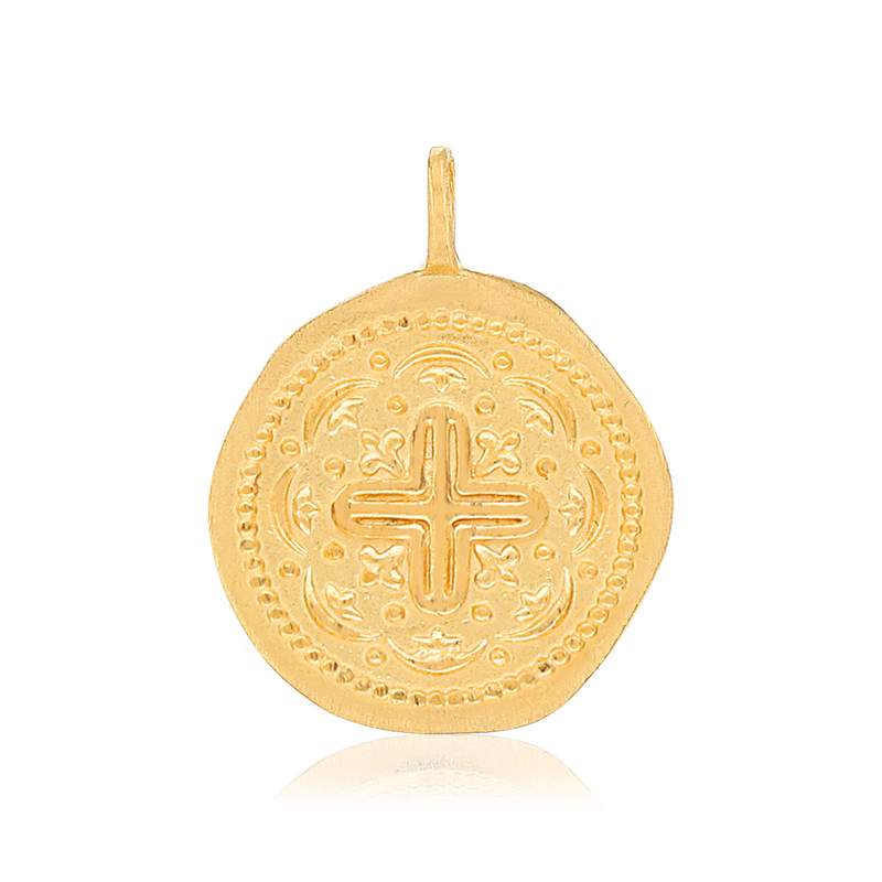 Pendentif plaqué or motif croix - vue 1