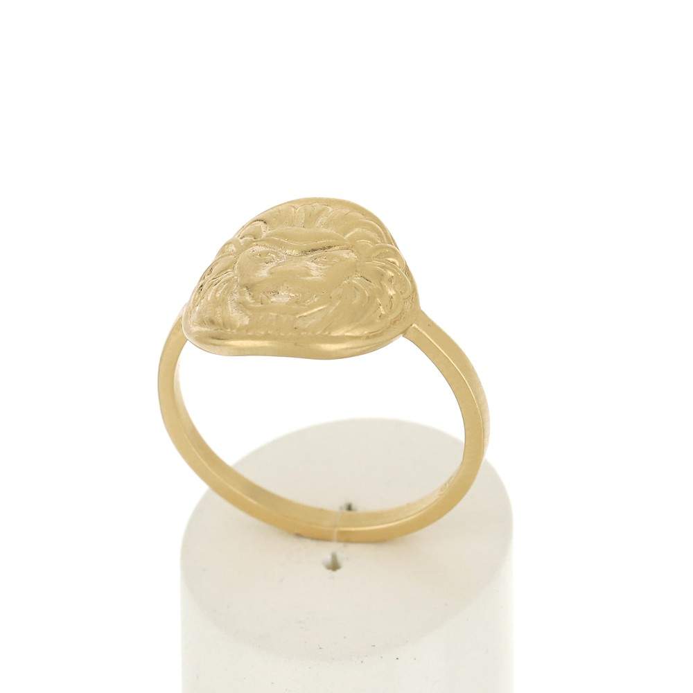 Bague plaqué or médaille motif lion - vue 2