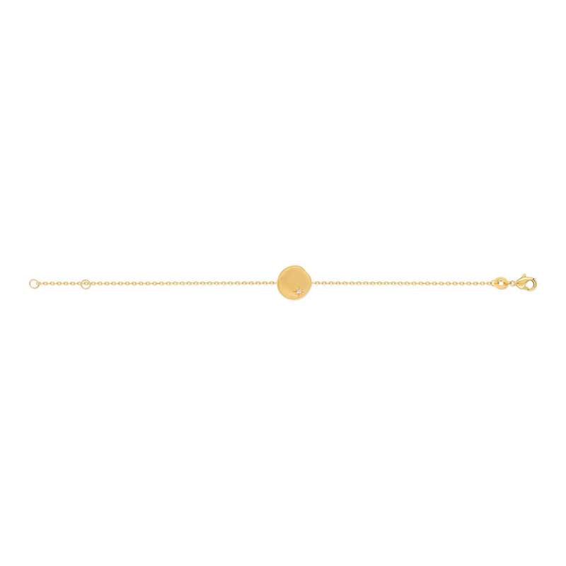 Bracelet plaqué or médaille zirconia 17.5 cm - vue 1