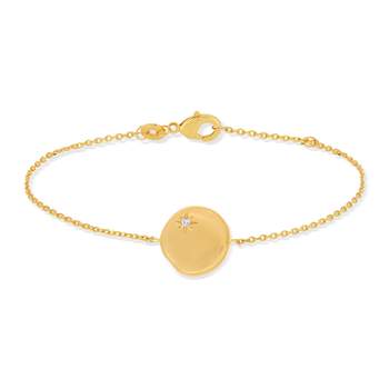 Vergulde armband met zirkonia medaillon 17,5 cm