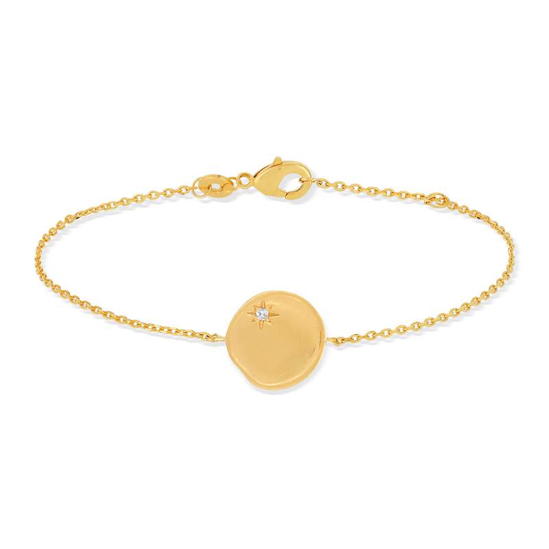 Bracelet plaqué or médaille zirconia 17.5 cm - vue 2