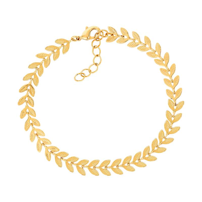 Bracelet plaqué or feuilles 19,5 cm - vue 2