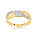 Bague plaqué or noeud zirconia - vue 1