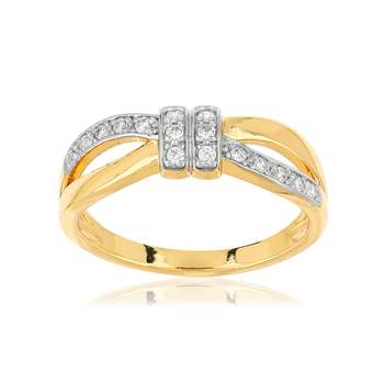 Gold-plated ring with a zirconia bow
