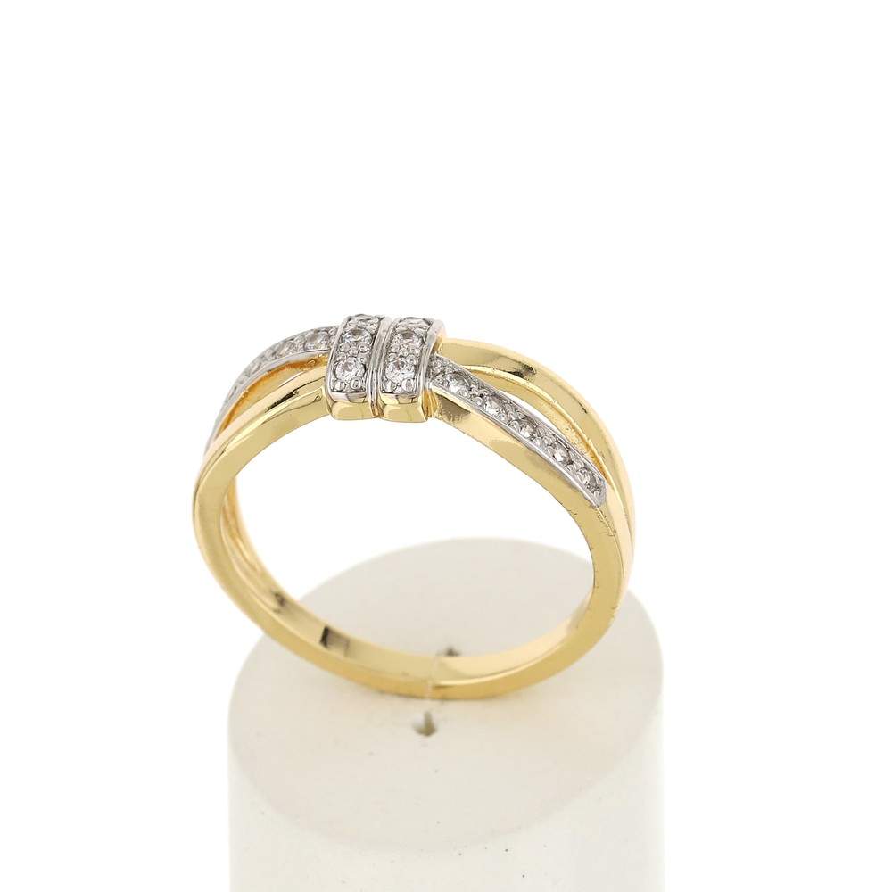 Bague plaqué or noeud zirconia - vue 2
