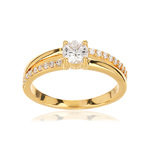 Bague plaqué or zirconias - vue 1