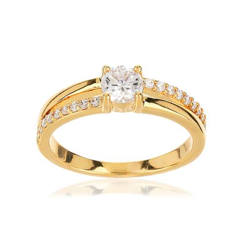 Bague plaqué or zirconias