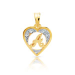 Pendentif or 2 tons et diamants initiale - vue 1