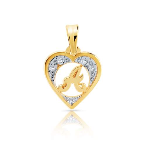 Pendentif or 2 tons et diamants initiale