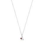 Collier argent 925 émail maille jaseron initiale coccinelle 38 cm - vue D1