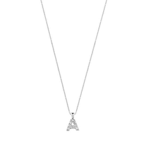 Collier argent 925 maille vénitienne initiale zirconia 42 cm
