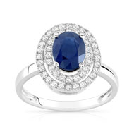 Bague or 750 blanc saphir et diamant