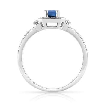 Bague or 750 rectangulaire saphir et diamants