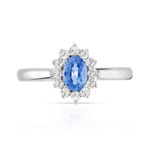 Bague or 750 blanc fleur saphir et diamants - vue 3