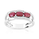 Bague or 750 blanc rubis et diamant - vue 1