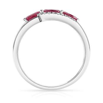 Bague or 750 blanc rubis et diamant
