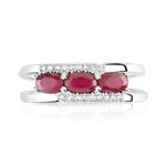 Bague or 750 blanc rubis et diamant - vue 3