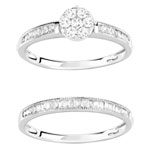 Duo alliance demi-tour solitaire or 750 blanc diamants - vue D1