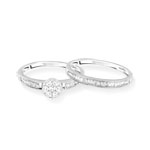 Duo alliance demi-tour solitaire or 750 blanc diamants - vue D2