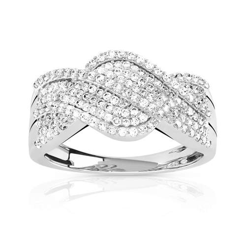 Bague or 750 blanc diamant