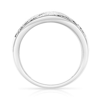 750 witgouden ring met witte diamanten en behandelde zwarte diamanten