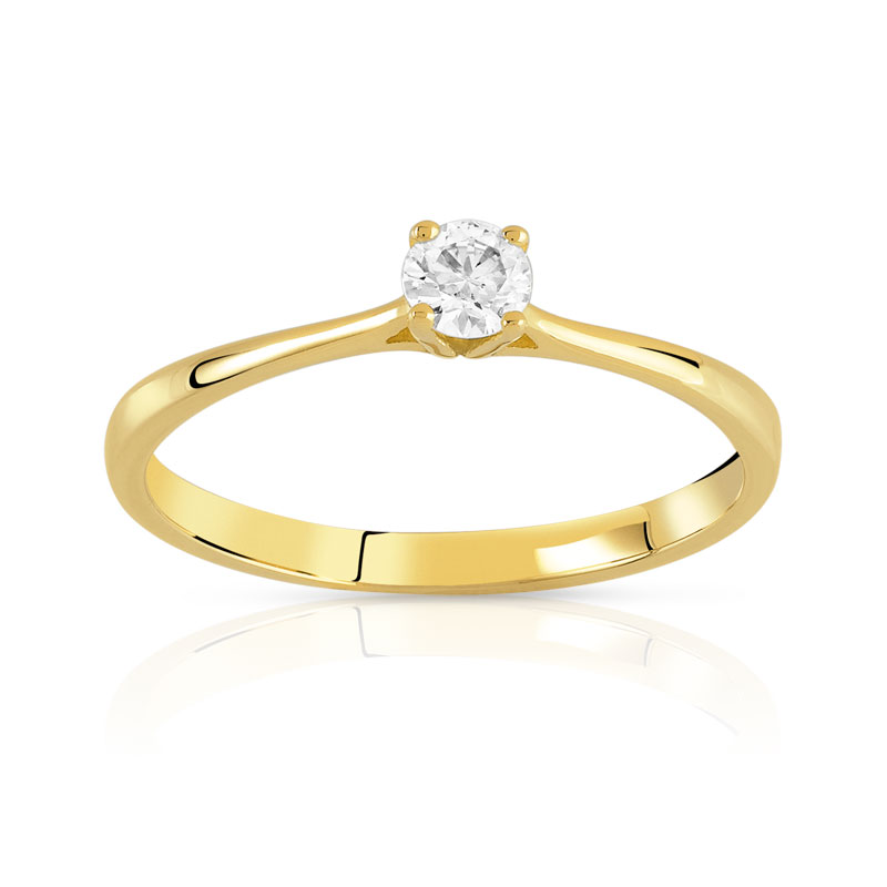 Solitaire or 750 jaune diamant 0,15 carat