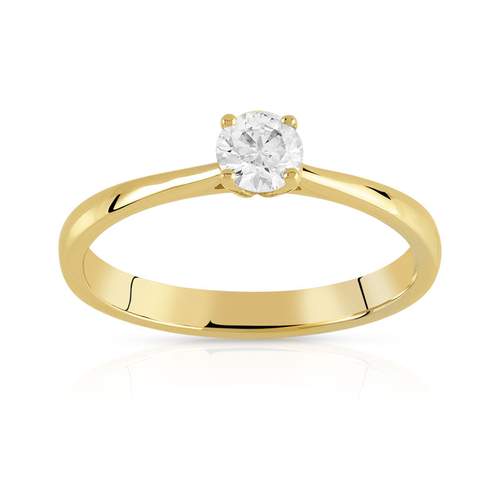 Solitaire goud 750 gele diamant 0,25 karaat