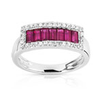 Bague or 750 blanc rubis et diamant - vue 1
