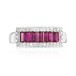 Bague or 750 blanc rubis et diamant - vue 3