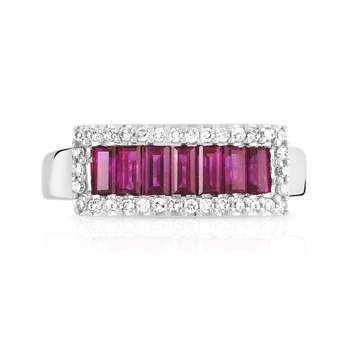 750 white gold ruby and diamond ring