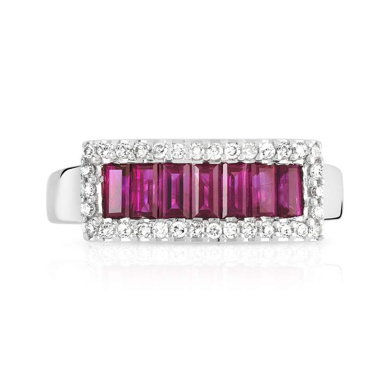 Bague or 750 blanc rubis et diamant - vue 3
