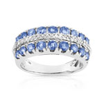 Bague or 750 blanc saphirs et diamants - vue 1