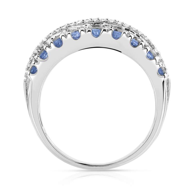 Bague or 750 blanc saphirs et diamants - vue 2