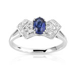 Bague or 750 blanc saphir et diamant - vue 1
