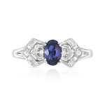 Bague or 750 blanc saphir et diamant - vue 3
