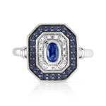 Bague or 750 blanc saphirs et diamants - vue 3