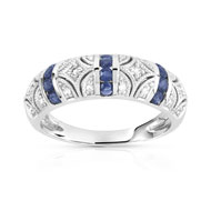 Bague or 750 blanc saphir et diamant