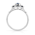 Bague or 750 blanc ovale saphirs et diamants - vue 2