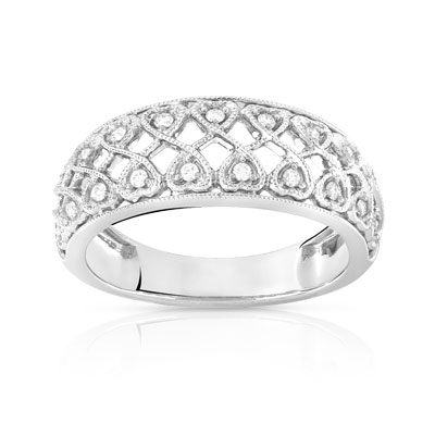 Bague or 750 blanc diamant - vue 1