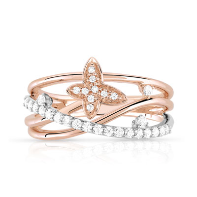 Bague 2 ors 750 diamant - vue V3