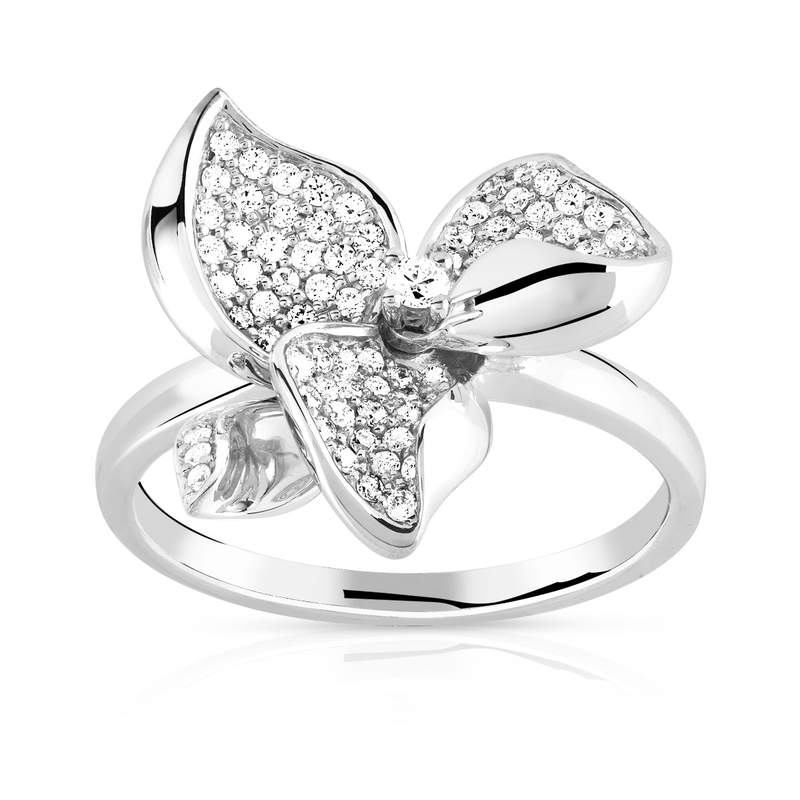 Bague or 750 blanc diamant - vue 1