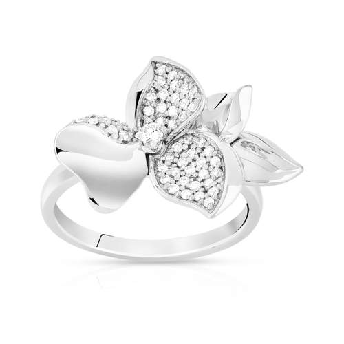 Bague or 750 blanc diamant
