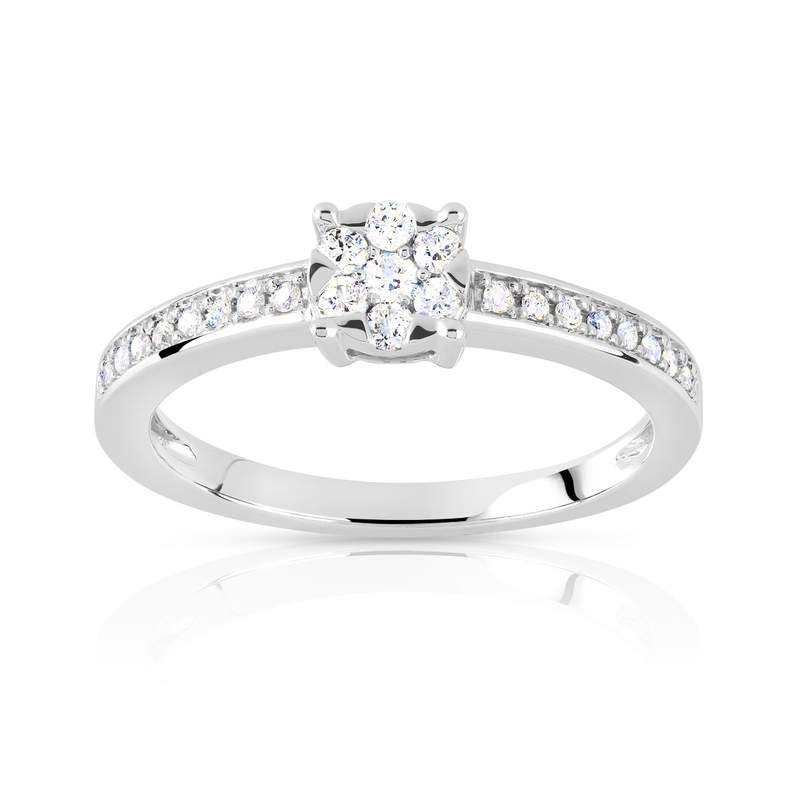 Bague or 750 blanc diamant - vue 1