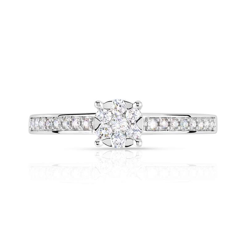 Bague or 750 blanc diamant - vue 3